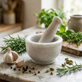 NIVA_White Marble Mortar & Pestle 5' inch