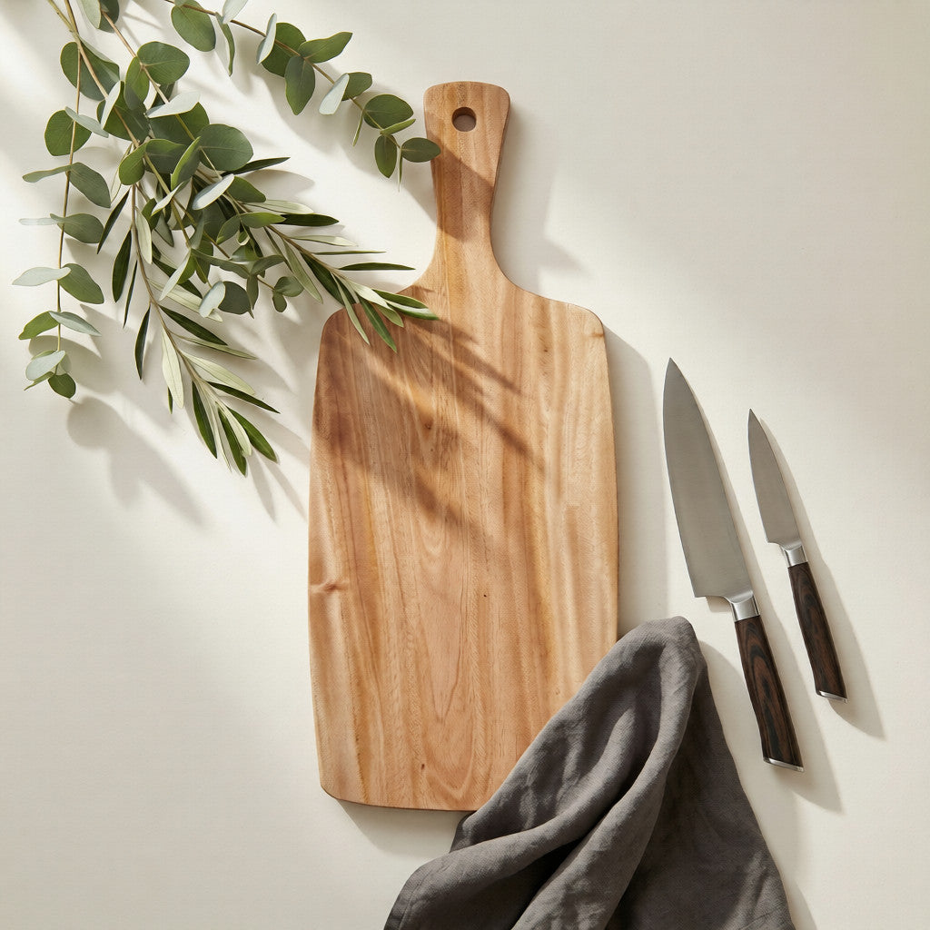 NIVA_Long Handle Chopping Board-Mahogany Wood