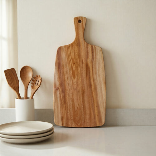 NIVA_Long Handle Chopping Board-Mahogany Wood