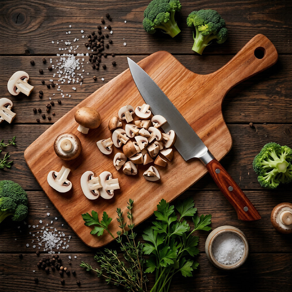 NIVA_Long Handle Chopping Board-Mahogany Wood