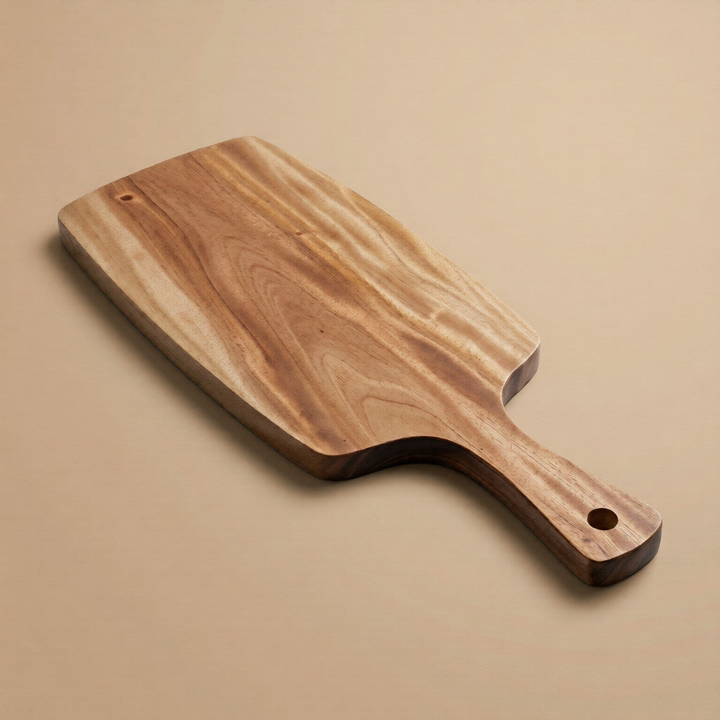 NIVA_Long Handle Chopping Board-Mahogany Wood