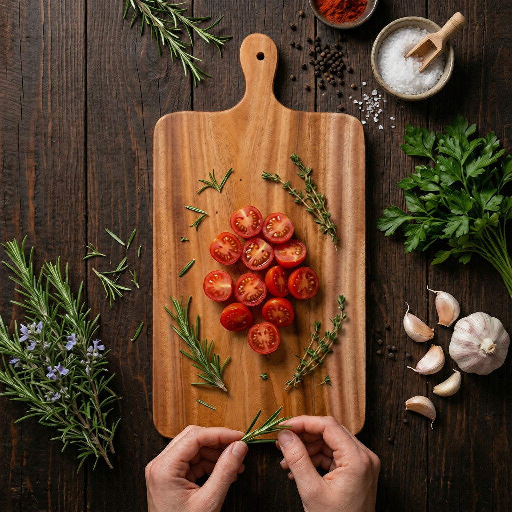 NIVA_Mahogany Wooden Chopping Board with Middle Handle