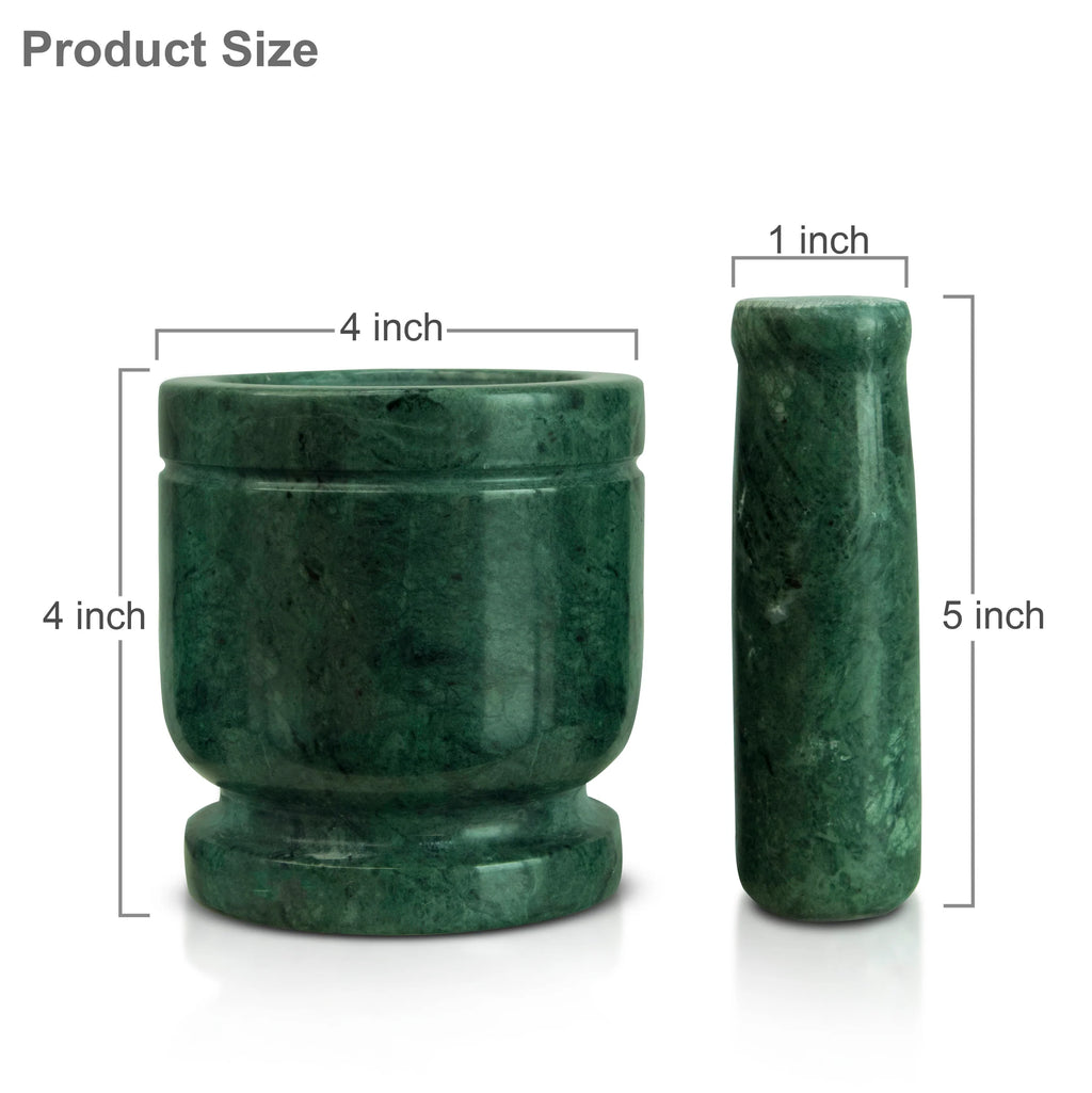 NIVA_Green Marble Mortar & Pestle 4' inch