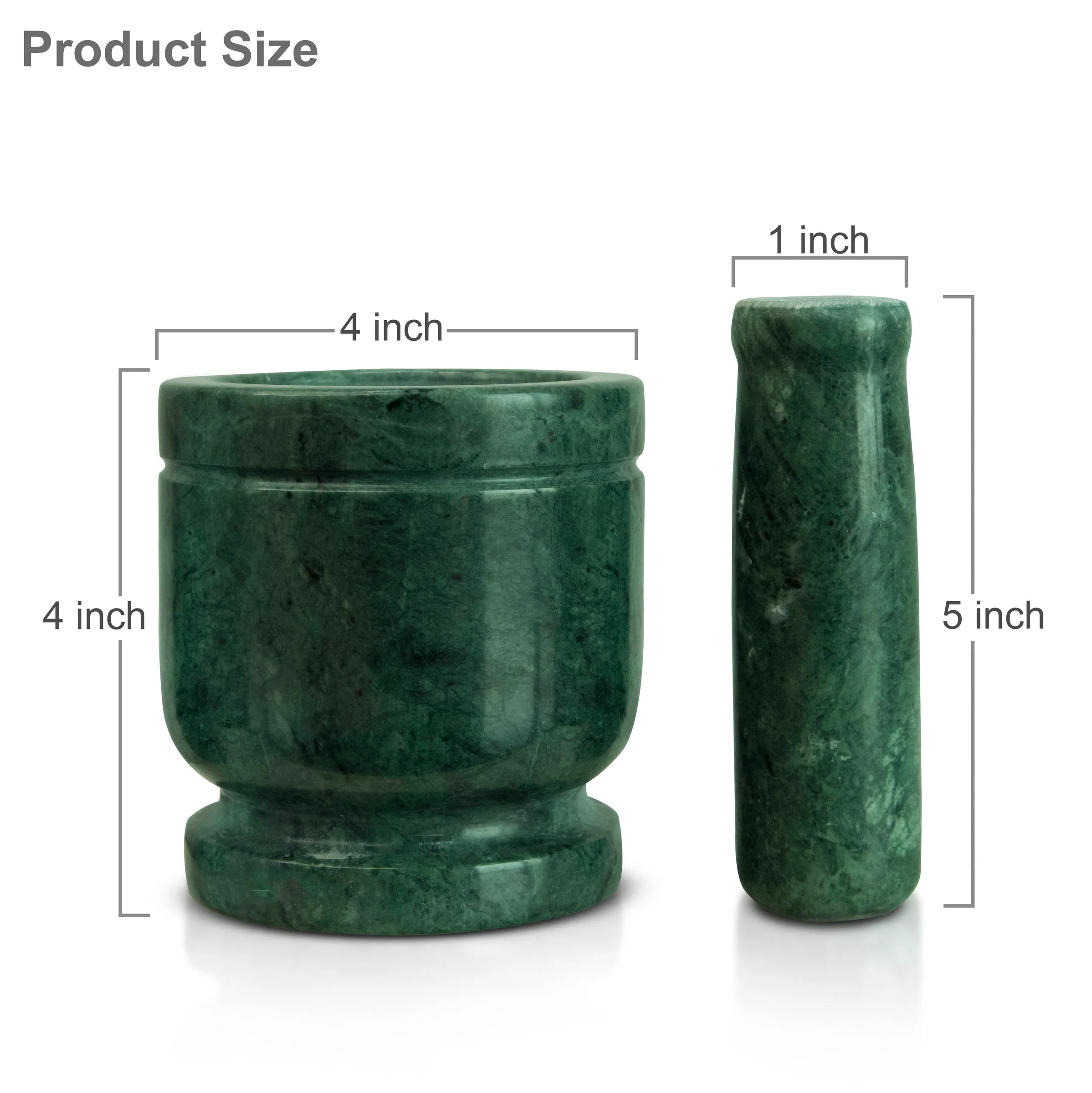 NIVA_Green Marble Mortar & Pestle 4' inch