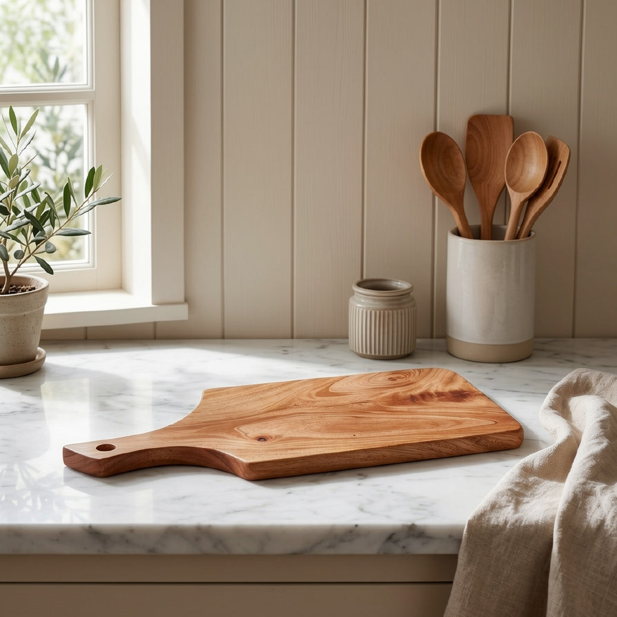 NIVA_Side Handle Chopping Board-Mahogany Wood