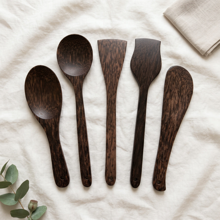 NIVA_Palm Wood Kitchen Spatula & Spoon - Set of 5