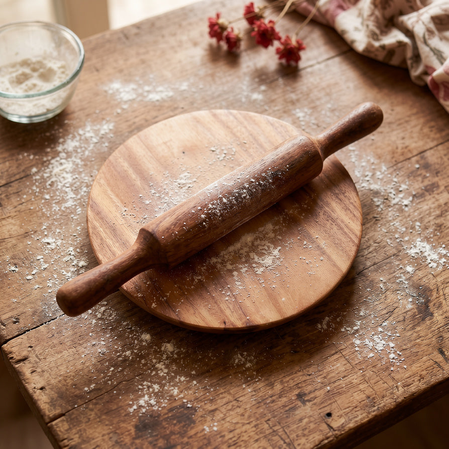 NIVA_Mahogany Wood Chakla & Belan Set
