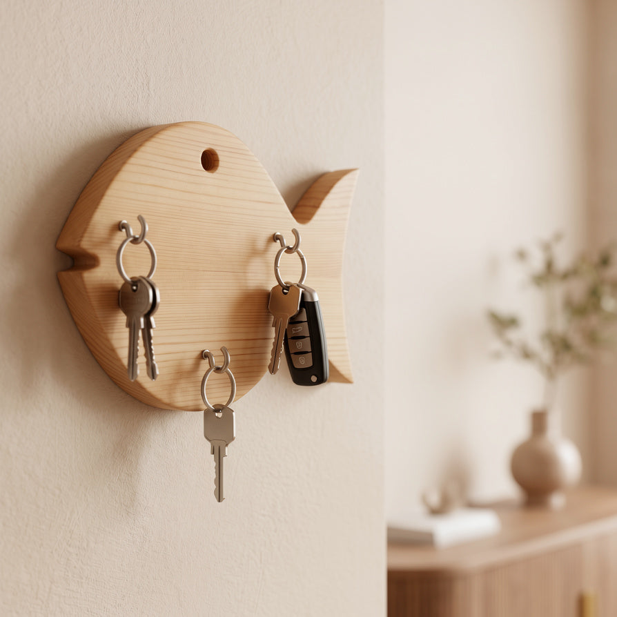 NIVA_Fish Key Holder - Pine Wood