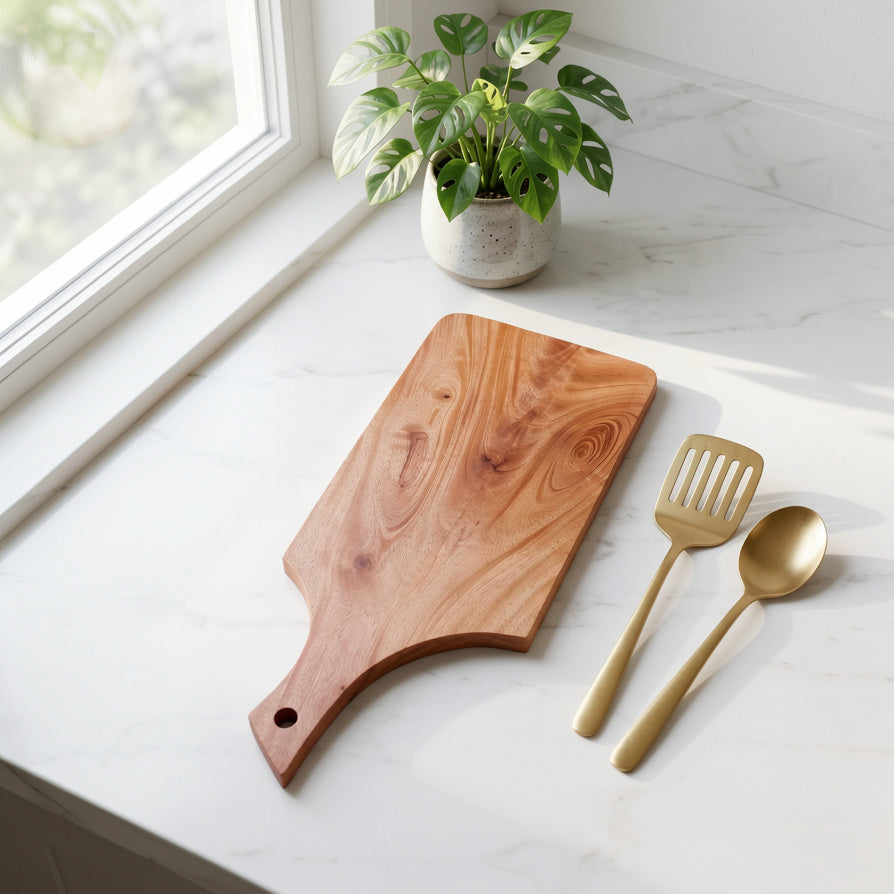 NIVA_Side Handle Chopping Board-Mahogany Wood