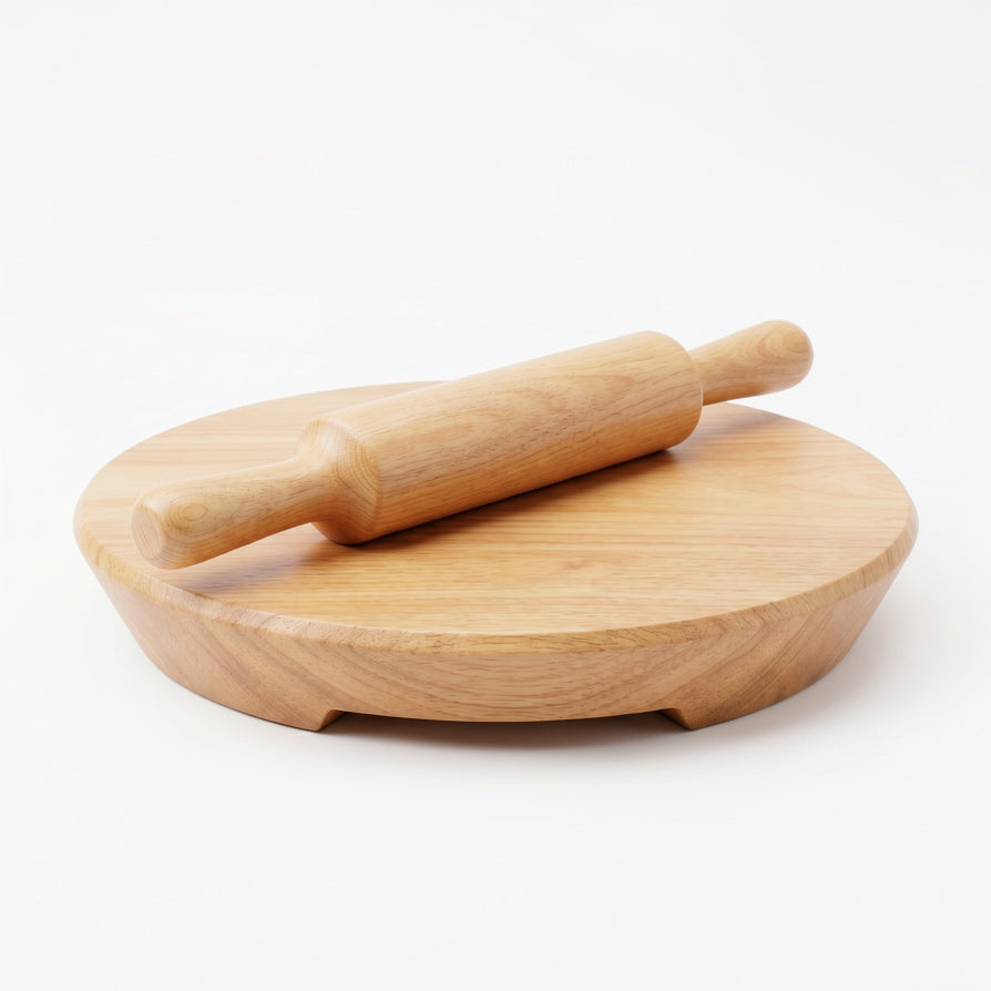 NIVA_Mahogany Wood Chakla & Belan Set