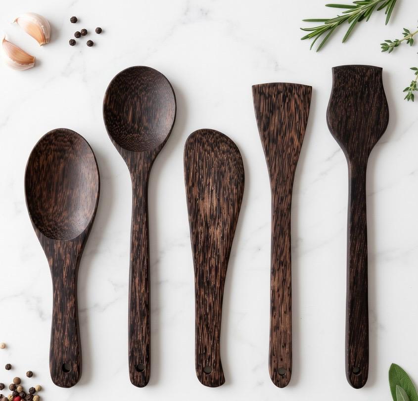 NIVA_Palm Wood Kitchen Spatula & Spoon - Set of 5