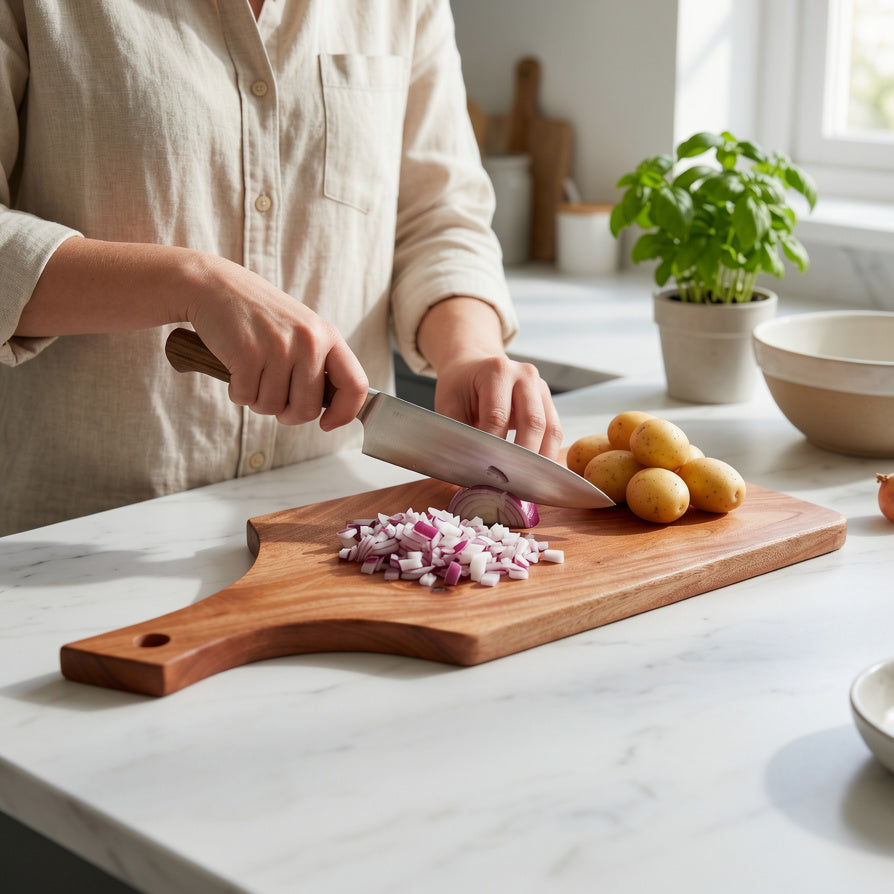 NIVA_Side Handle Chopping Board-Mahogany Wood
