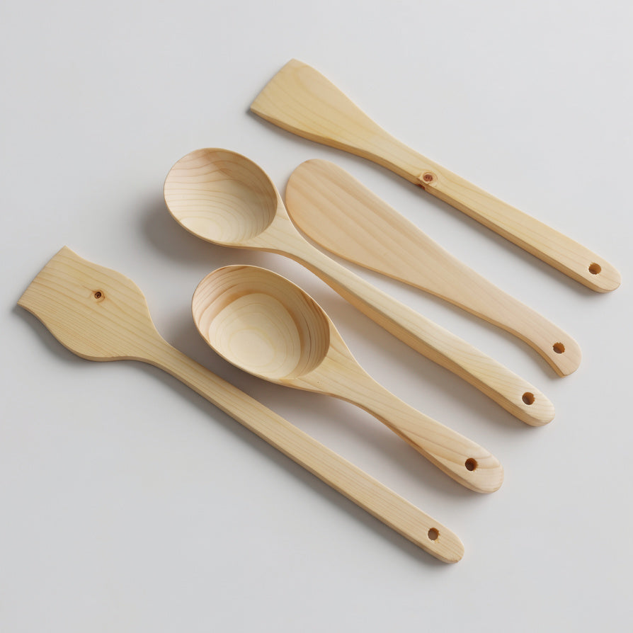NIVA_Pine Wood Kitchen Spatula & Spoon - Set of 5