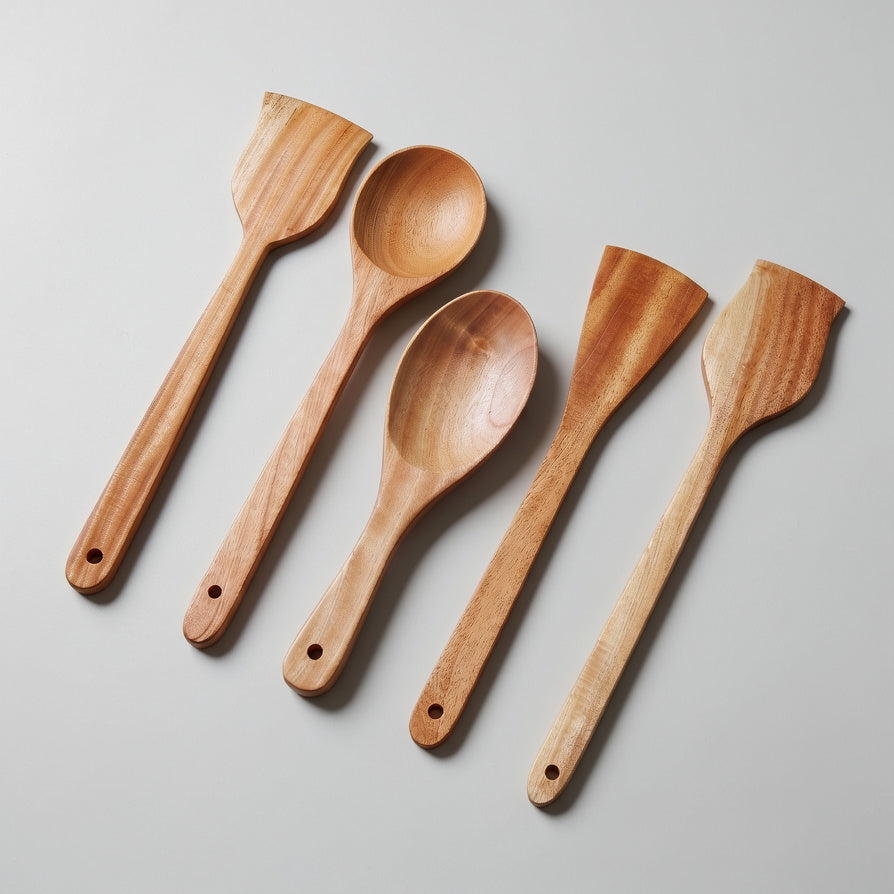 NIVA_Mahogany Wood Kitchen Spatula & Spoon - Set of 5