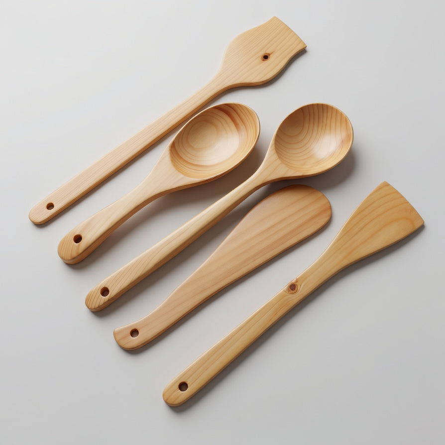 NIVA_Pine Wood Kitchen Spatula & Spoon - Set of 5