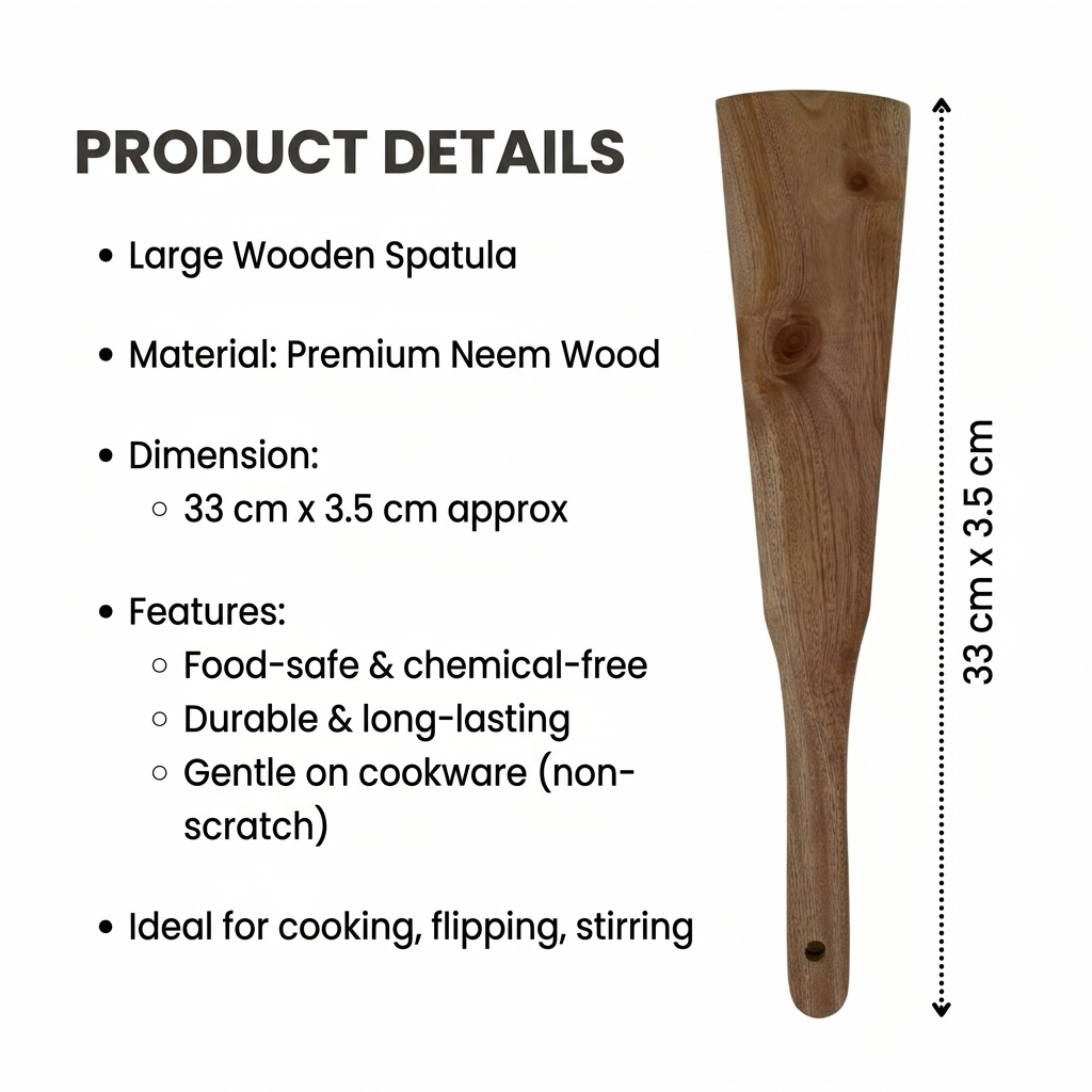 NIVA_Dosa Spatula (Flat Turner)-Neem Wood [Kitchen Use]
