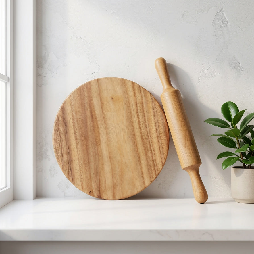 NIVA_Mahogany Wood Chakla & Belan Set