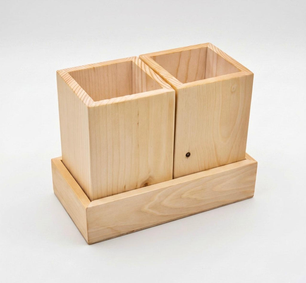 NIVA_Pine Wood Cutlery Holder with Base