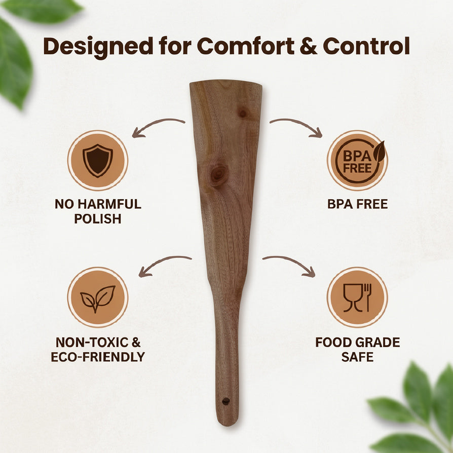 NIVA_Dosa Spatula (Flat Turner)-Neem Wood [Kitchen Use]