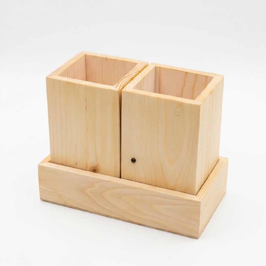 NIVA_Pine Wood Cutlery Holder with Base