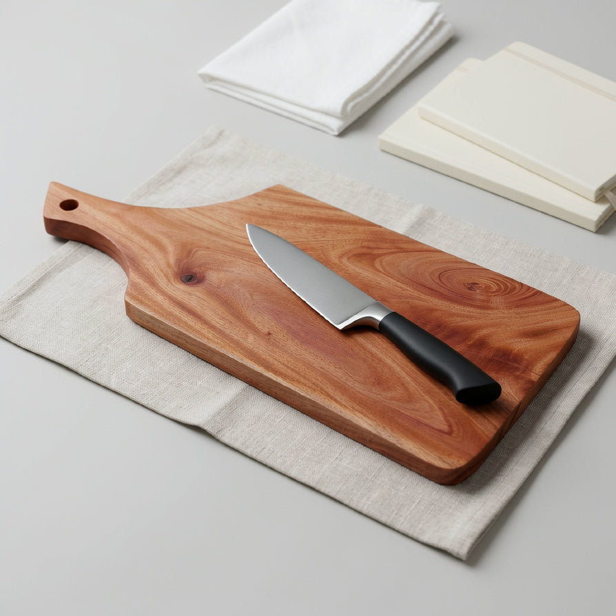 NIVA_Side Handle Chopping Board-Mahogany Wood