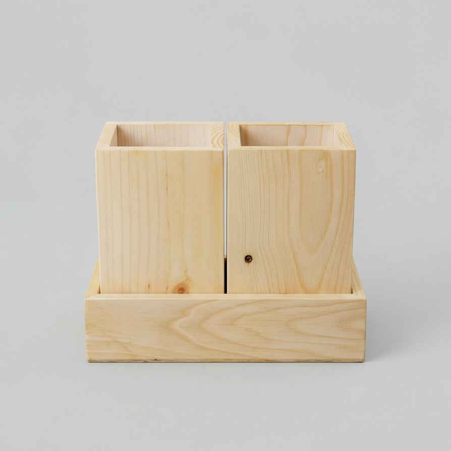 NIVA_Pine Wood Cutlery Holder with Base