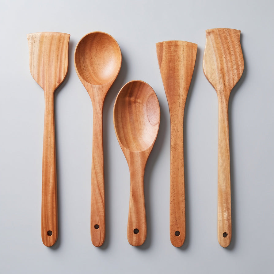 NIVA_Mahogany Wood Kitchen Spatula & Spoon - Set of 5