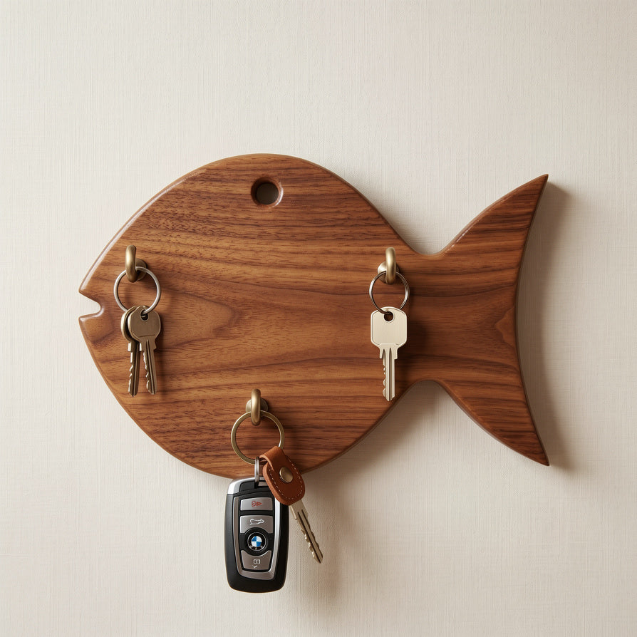 NIVA_Fish Key Holder - Pine Wood